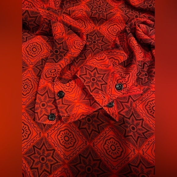 CAbi Sheer Diamond Keyhole‎ Red Women M Blouse Glam Cocktail Party Dinner - Picture 4 of 9